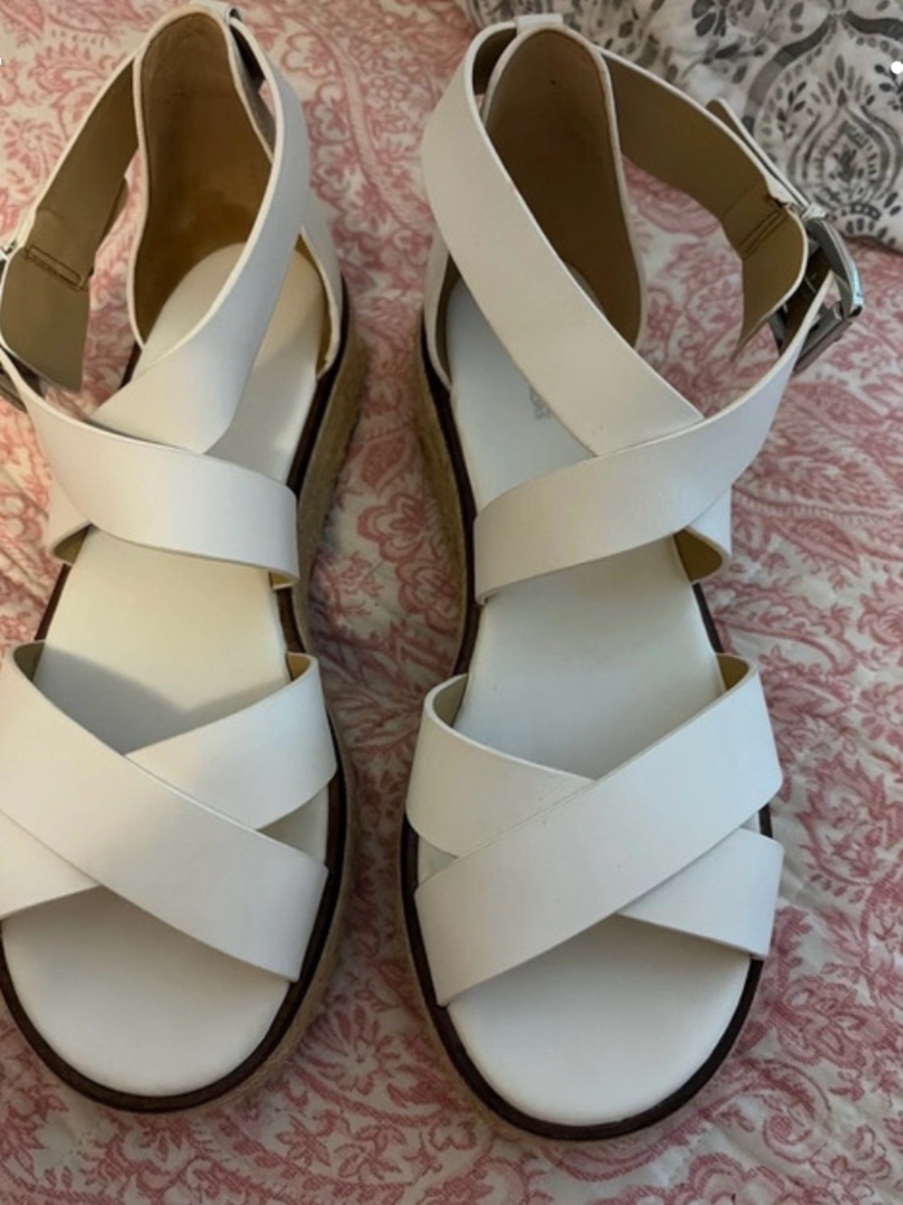 White Crisscross Strap Women’s Sandals Michael Kors